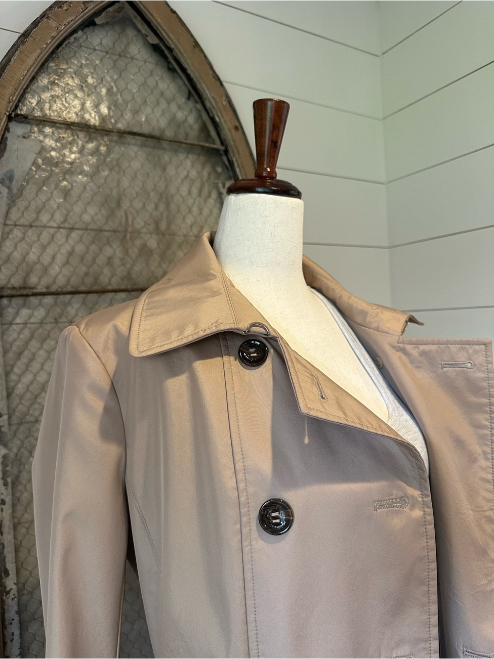 Calvin Klein Trench Coat Classic Double-Breasted Tan 90’s - Picture 6 of 12
